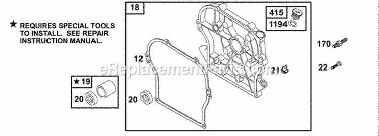 Crankcase CoverSump 2 Diagram and Parts List for 135202-0253-01  Briggs and Stratton Engine